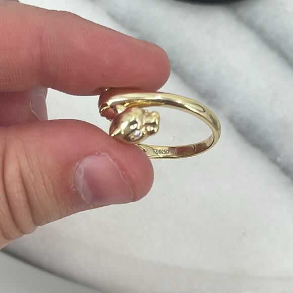 NWOT Gold plated over sterling double cat ring size 8 - Picture 3 of 3